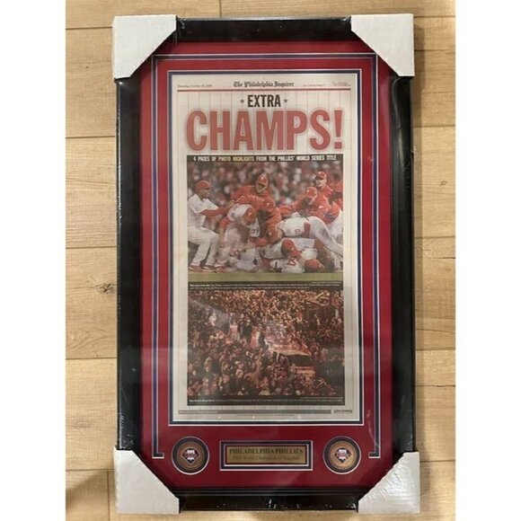Phillies 2008 World Series Philadelphia Inquirer Original Newspaper Framed - Picture 1 of 4